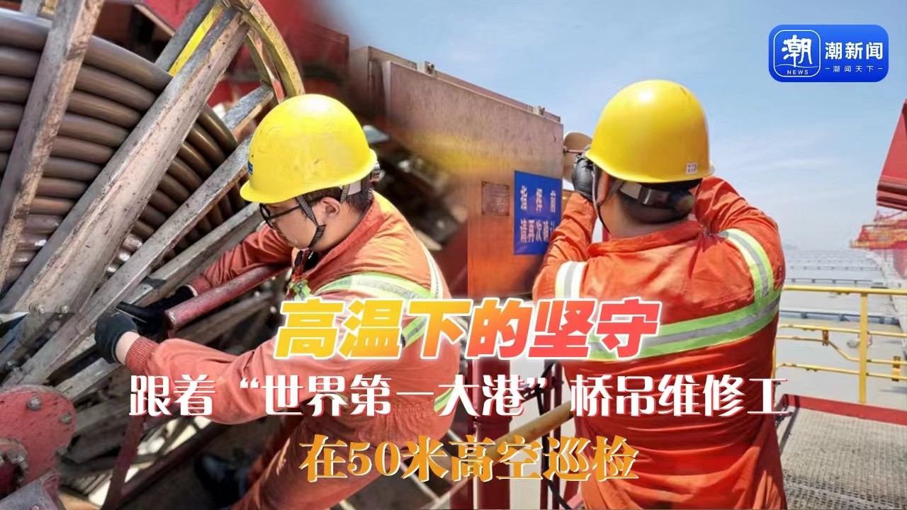 高溫下的堅守丨跟著“世界第一大港”橋吊維修工，在50米高空巡檢